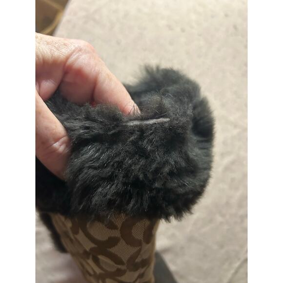 Coach Monogram C Rabbit Fur Lined Lace Up Boots Women’s 8 - Picture 4 of 10